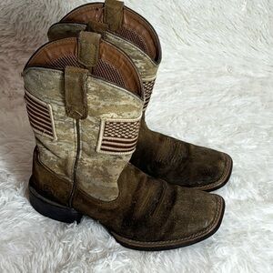 Ariat Camo and Brown Western Boots